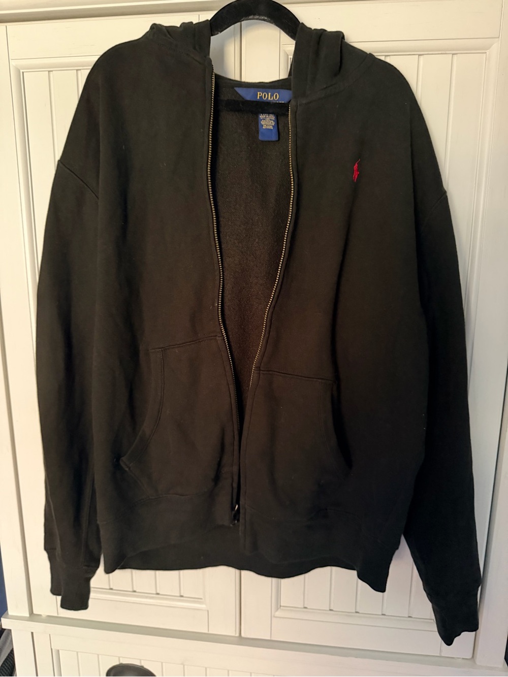 Polo by Ralph Lauren Black Zip Hoodie with Red Pony